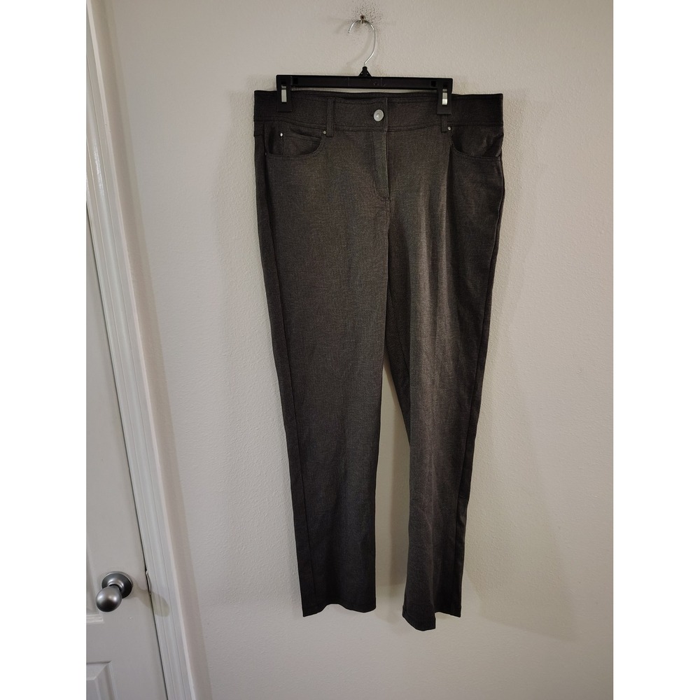 89th + Madison Womens Gray Textured Stretch Straight Leg Dress Pants Size 16